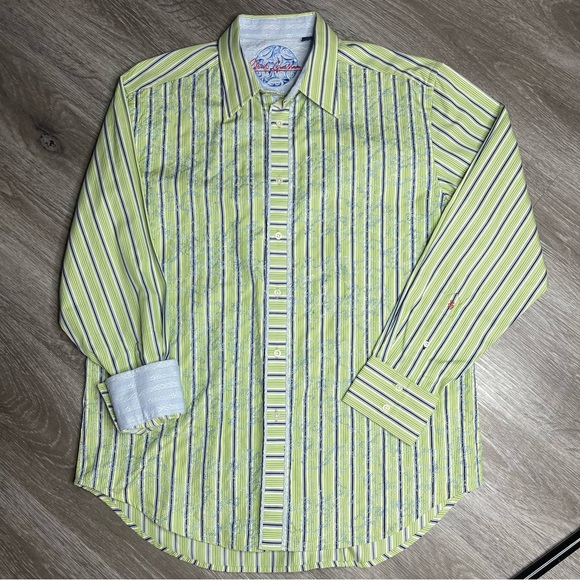 Robert Graham Green Embroidered Contrast Cuff Size XL - Picture 10 of 10